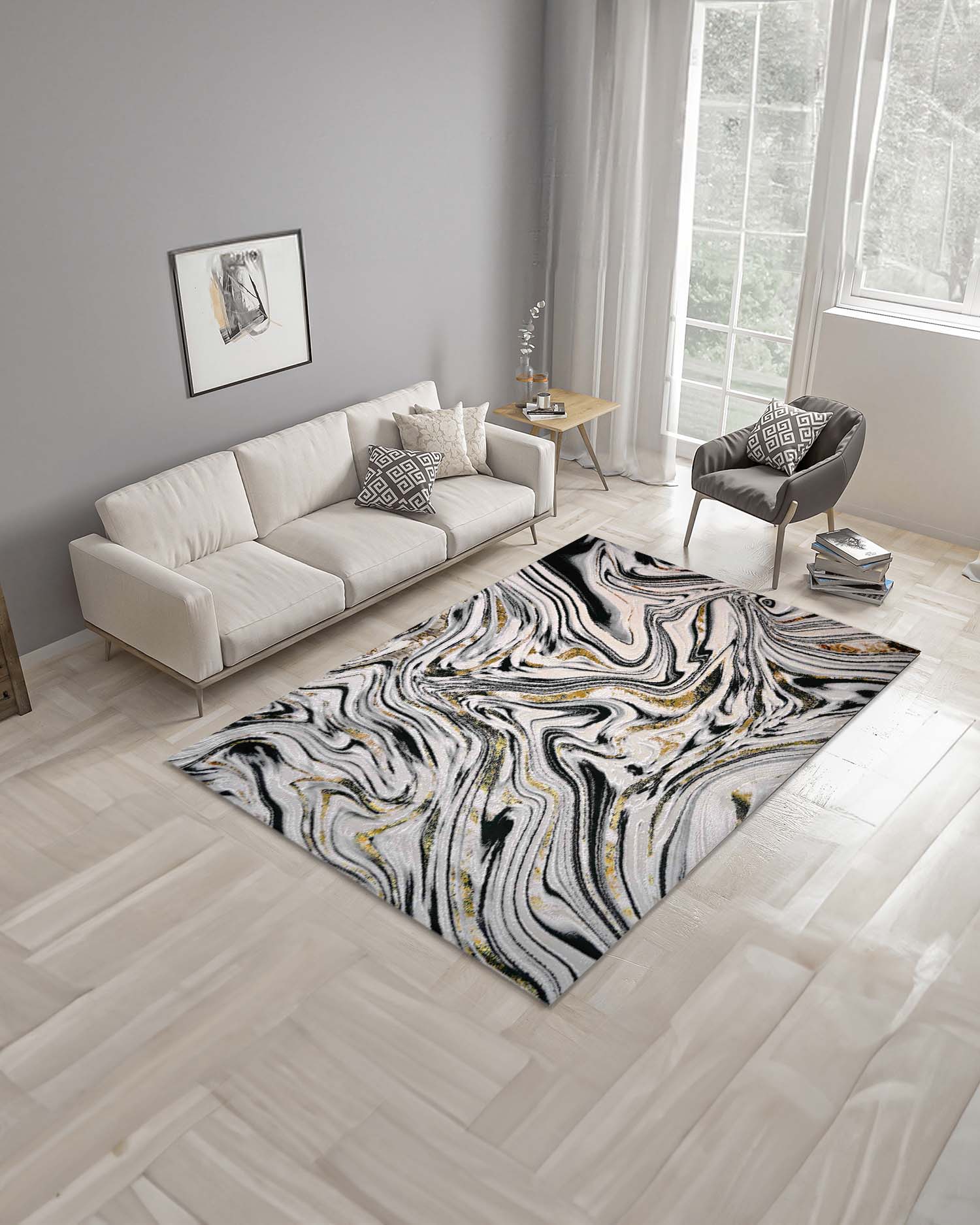 Gamma 412A Blanco Negro | Alfombra - Kodaz Carpet Latam