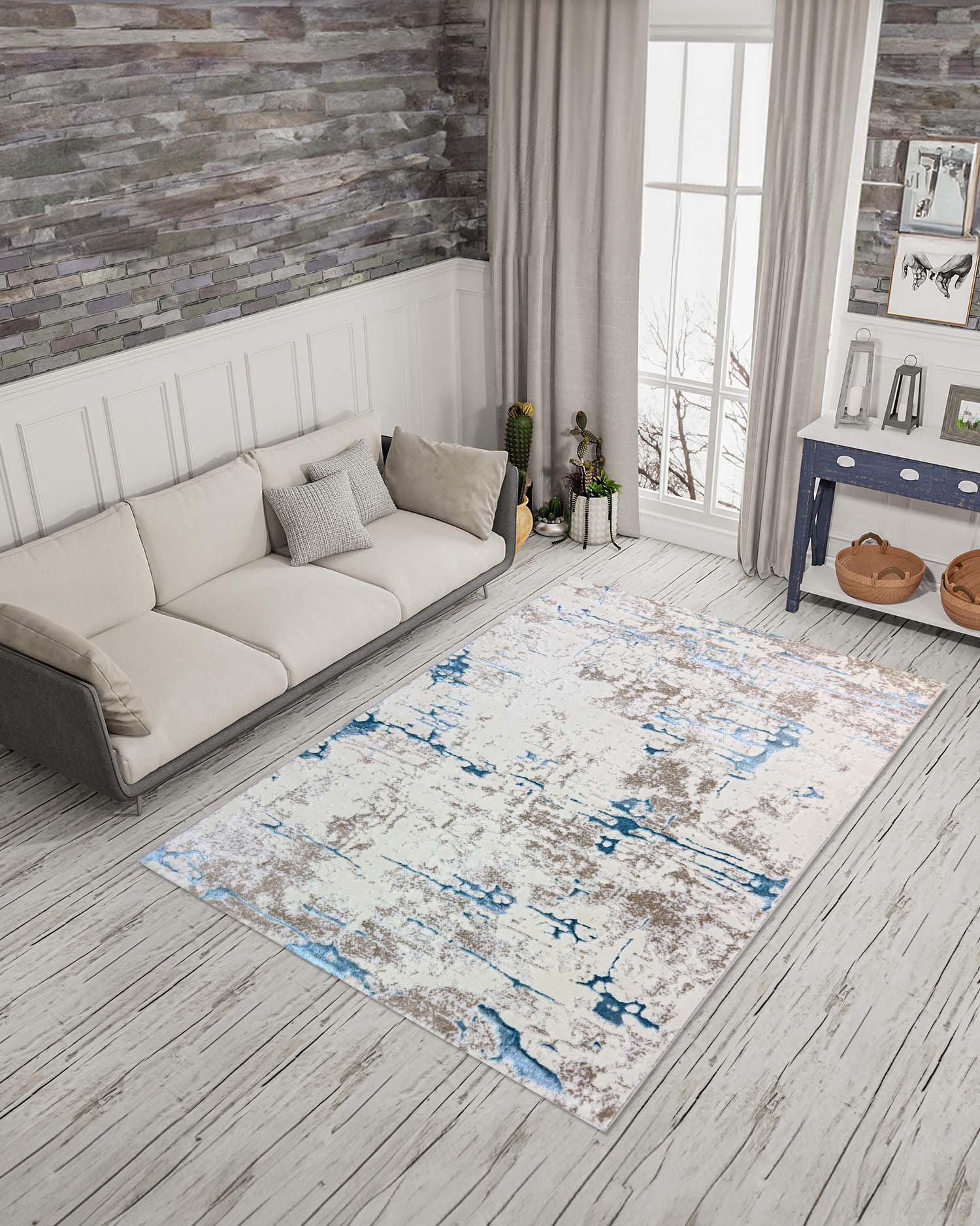 Gamma 695A Beige Azul | Alfombra - Kodaz Carpet Latam